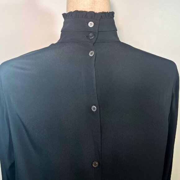 NO. 21 Black Silk Blend Ruffle High Neck Button Back Blouse Size M/10 - Picture 8 of 12